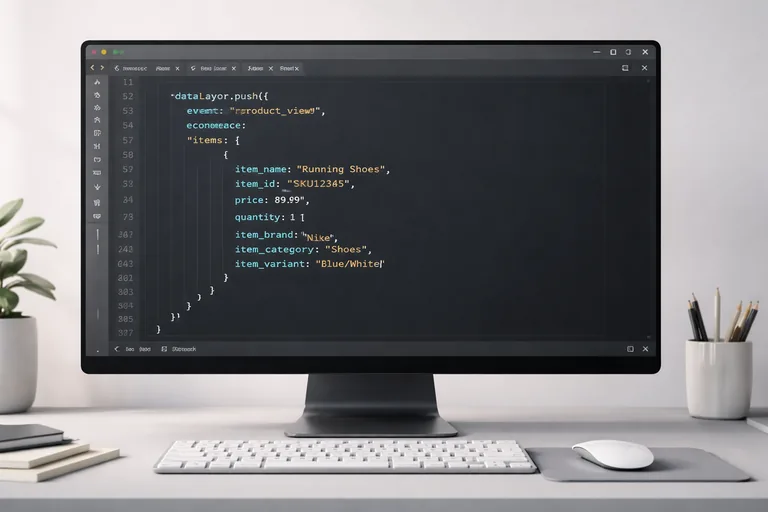 Kod editöründe dataLayer yapısı incelenirken ürün parametreleri detaylı şekilde listelenmiş