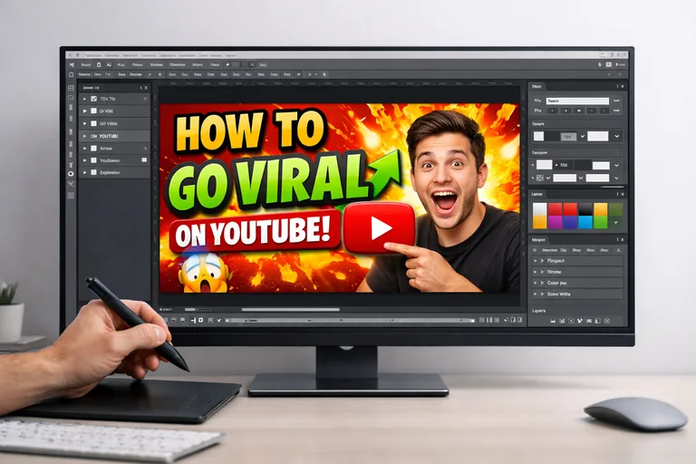 YouTube video küçük resim tasarımında dikkat çekici renkler ve güçlü başlık kullanımı